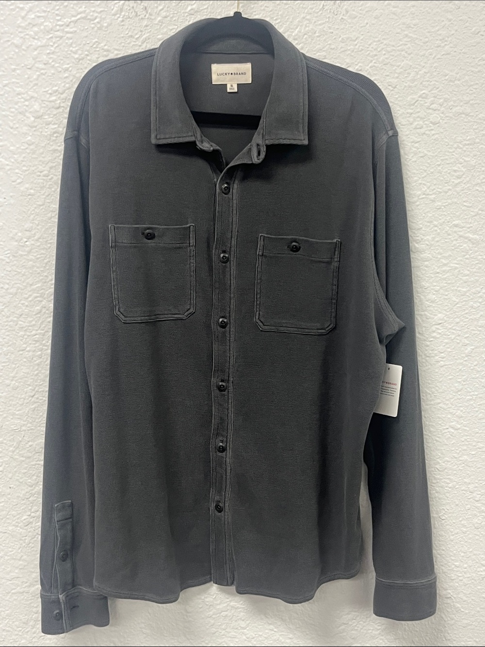 Lucky Brand Men's Casual Button-Down Shirt Jacket in Charcoal Gray